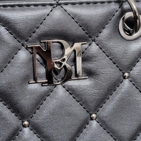 NWT 💕Host Pic🍹Badgley Mischka Mini Black Vegan Leather Quilted Tote Bag - Picture 9 of 15